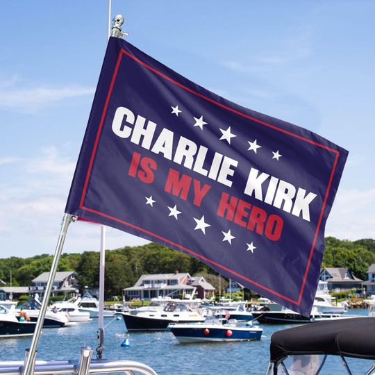 Charlie Kirk Is My Hero House Flag, Charlie Kirk Flag, Make America Great Again, Donald Trump, Pray for Charlie Kirk Flag