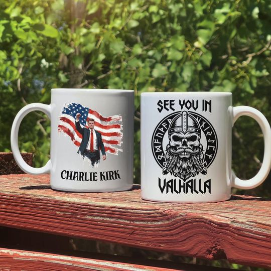 Discover I'll See You in Valhalla Ceramic Mug, Charlie Kirk Justice Mug, Rest Now, Brother