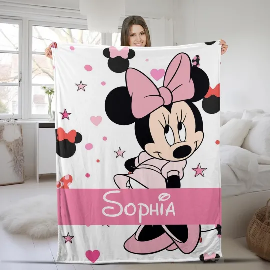 Discover Customized Minnie Mouse Blanket, Personalized Name Minnie Baby Blanket, Disney F