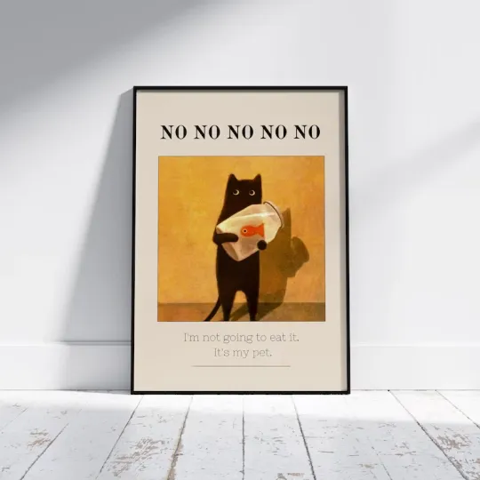 Discover Black Cat Poster, Cute Cat Poster, Vertical Premium Matte Poster