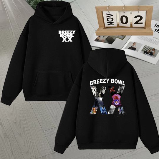 Chris Brown Breezy Bowl XX 2025 Tour Pullover Men Women Long sleeve vintage Sweatshirts Popular Fleece Hip Hop Sweatshirt Unisex