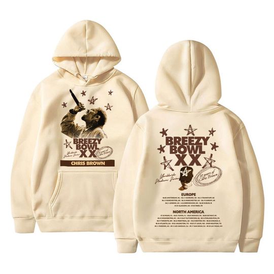 Rapper Chris Brown Breezy Bowl XX Tour 2025 Hoodie Men Women Hip Hop Fashion Pop Music Sweatshirt Casual Cotton Vintage Pullover