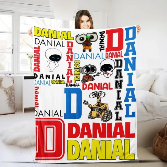 Disney Wall-E Eve Movie Characters Customize Fleece Blanket