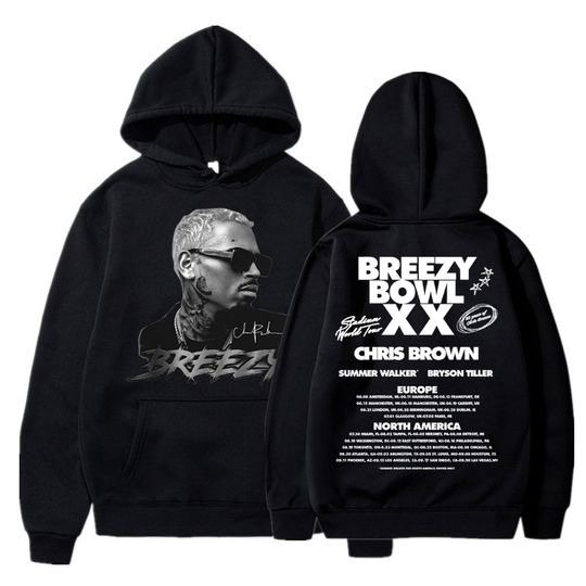 Chris Brown Breezy Bowl XX 2025 Concert Tour Hoodie Hip Hop Retro Men Women Sweatshirt Oversized Fleece Warm Pullover Streetwear