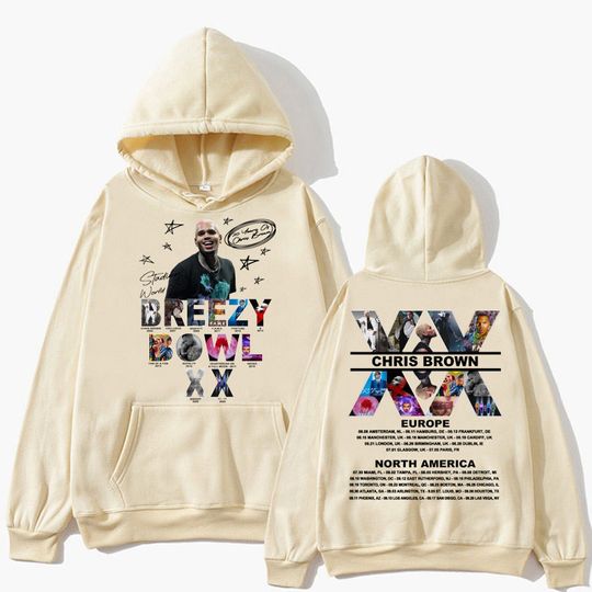 Rapper Chris Brown Breezy Bowl XX 2025 Tour Hoodie Harajuku Hip Hop Trendy Long Sleeve Men Oversized Popular Pullover Streetwear