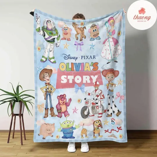 Personalized Watercolor Toy Story Pictures , Disney Toy Story Fleece Blanket