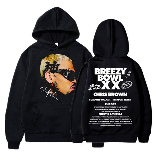 Chris Brown Hip Hop Hoodie Breezy Bowl XX 2025 Concert Sweatshirt Men Women Vintage Loose Casual Pullovers Streetwear
