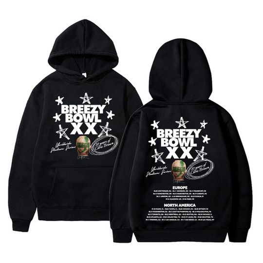 Famous Chris Brown Breezy Bowl XX Tour 2025 Hoodie Men Women Hip Hop Pop Music Sweatshirt Male Fashion Vintage Hoodies Pullovers