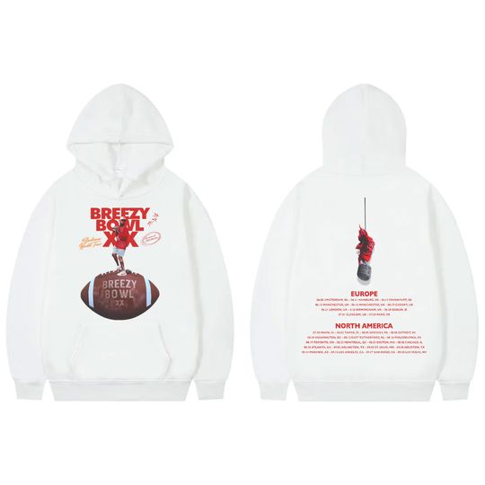 Chris Brown Breezy Bowl XX Tour 2025 Merch Hoodies Men Women Harajuku Hip Hop Hooded Sweatshirts Fashion Y2k Oversized Pullovers