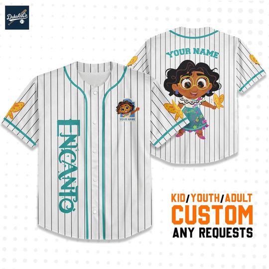 Discover Personalize Mirabel Madrigal Jersey Cyan White, Baseball Jersey, Custom Disney Birthday Gift