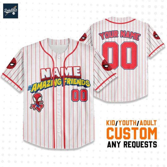 Personalized Spidey And His Amazing Friends White Color, Custom Name and Number Spidey Baseball Jersey Team, Disney Baseball Team Outfit