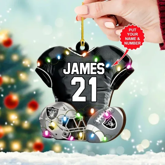 Personalized Las Vegas Football Team Raiders Christmas Ornament Gift Decor