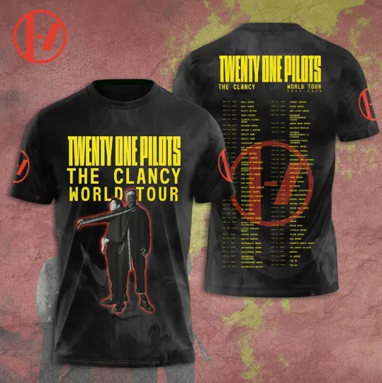 Discover Pilotss band The Clancy World Tour 2024-2025 3D T-Shirt