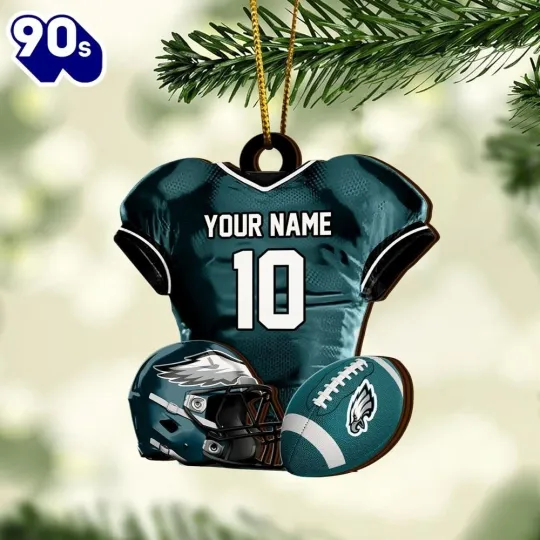Personalized Philadelphia Football Team Eagles Christmas Ornament Gift Decor