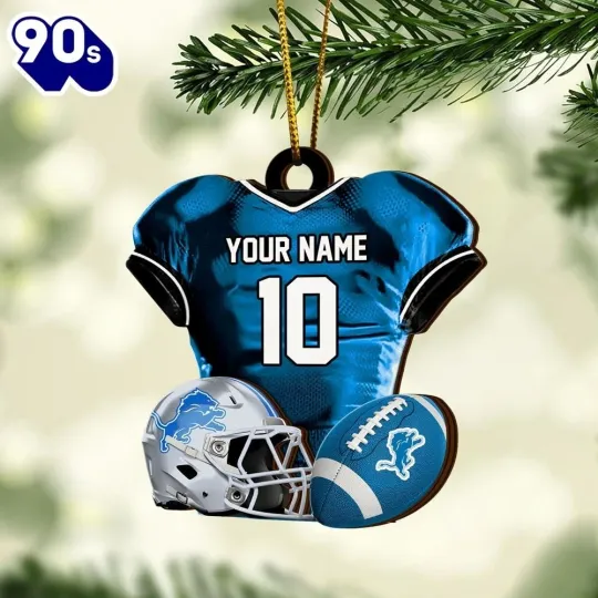 Personalized Detroit Football Team Lions Christmas Ornament Gift Decor