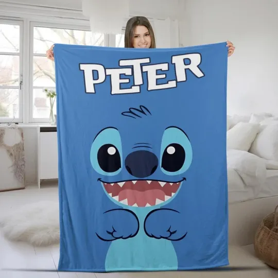 Discover Disney Lilo & Stitch Stitch Cute Blue Alien Dog Customize Fleece Blanket