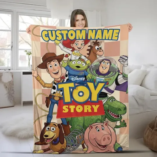 Disney Toy Story Woody Buzz Lightyear Jessie T-rex Customize Fleece Blanket