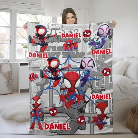 Discover Disney Spidey And Amazing Friends Swinging Day Customize Fleece Blanket