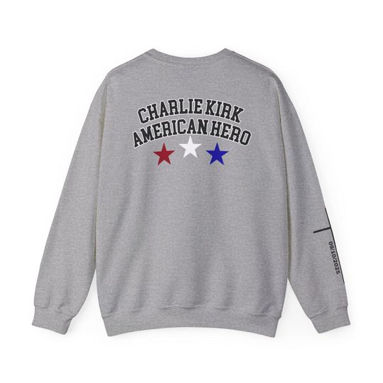 Charlie Kirk American Hero Never Forget Christian Cross Sweatshirt | Shop Conservative | Shop Christian
