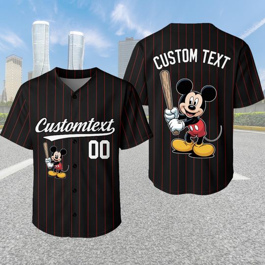 Personalized Mickey Team Baseball Jersey, Disney Mickey Mouse Jersey Shirt, Disney Jersey, Family Vacation Outfit, Magic Kingdom