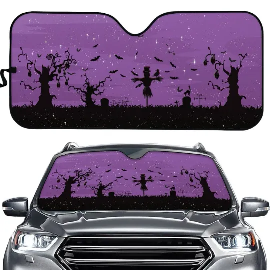 Halloween Printed Car Front and Rear Glass Sunshade One-Piece Car Decoration