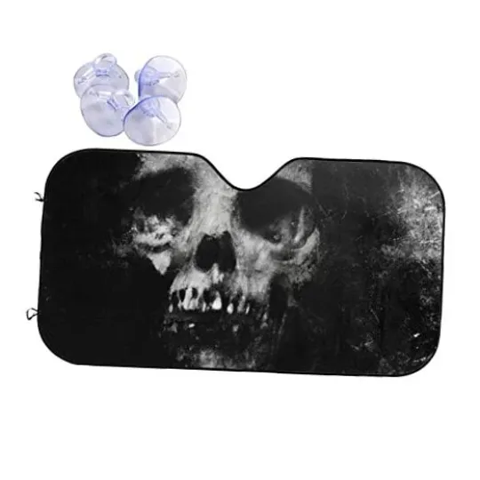 Discover Windshield Sunshade for Car SUV Truck Scary Halloween Spooky Skull Horror