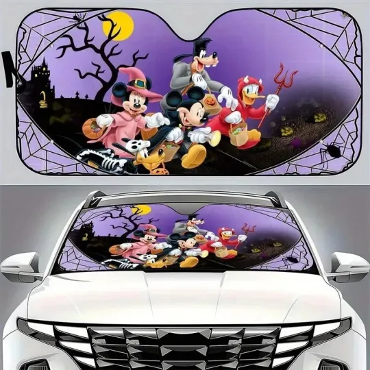 Discover Halloween Mickey &amp Friends Trick Or Treat Spooky Night Car Windshield Sun 3D