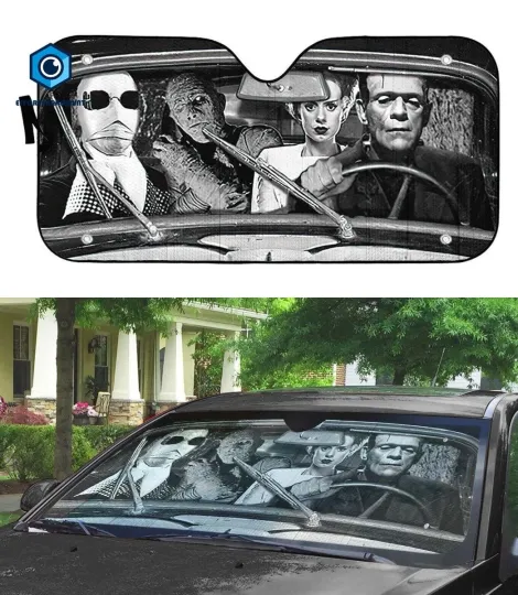 Discover Monster Horror Movie Car Sunshade | Frankenstein Horror Halloween Car Auto
