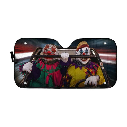 Discover Halloween Horror Clowns Custom Car Auto Sunshade