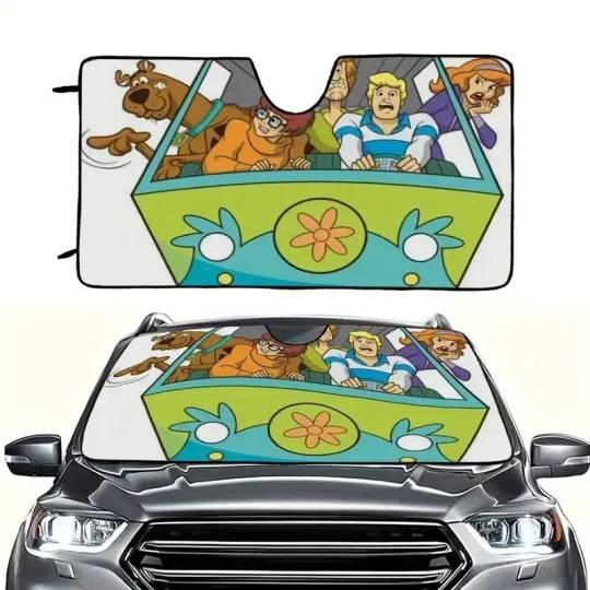 Scooby Doo &amp Friends In Mystery Machine Halloween Car Windshield Sun Shade 3D