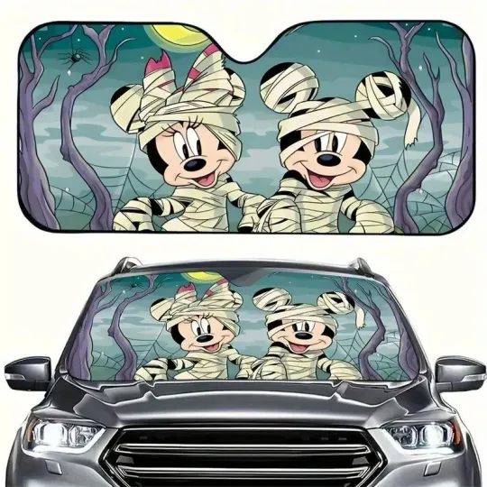 Discover Mickey &amp Minnie Cosplay Mummy Trick Or Treat Halloween Car Windshield Sun 3D