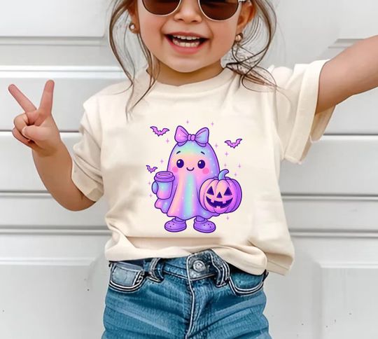 Discover Personalized Halloween Girl Ghost Shirt, Cute Toddler Halloween Shirt