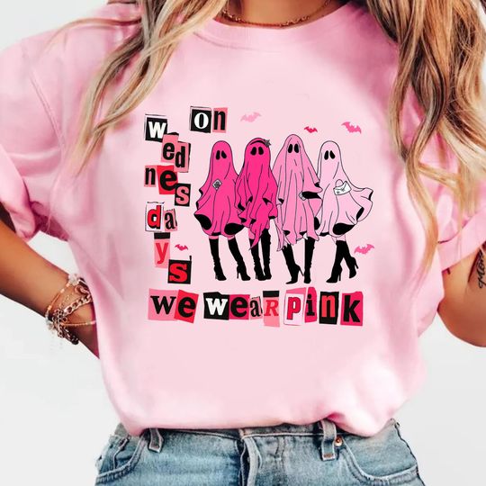 Discover On Wednesday We Wear Pink Ghost Shirt, Girls Ghost Shirt