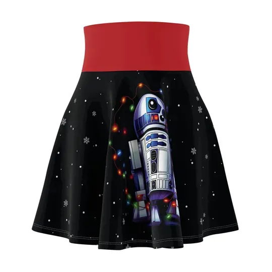 Droid Christmas Polka Dots Skater Skirt