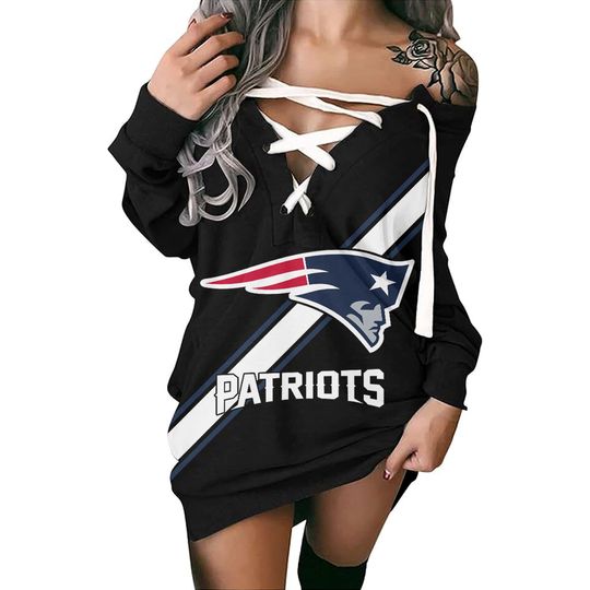 New England Patriots Long Lace Up Sweatshirt, Gift For Fan