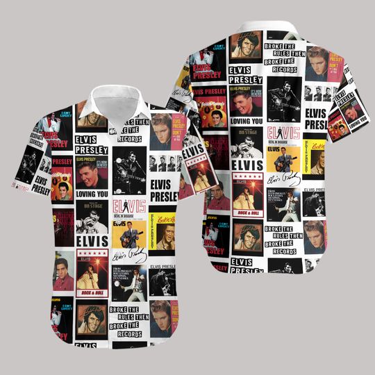Retro Elvis Presley Tour Hawaiian Shirt, Music Lover Beach Shirt, King Of Rock And Roll Summer Tee, Vintage Concert Shirt, Fan Gift