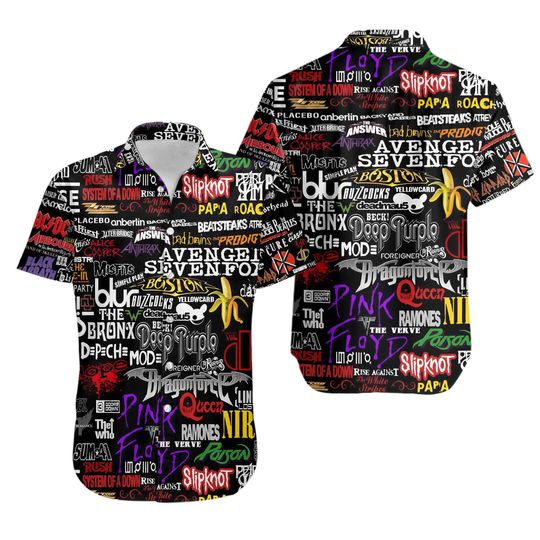 Rock Band Hawaiian Shirt Aloha Summer Beach Button Down