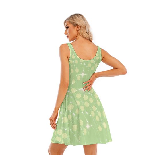 Tiana Princess Skater Dress, Bayou Princess Disneyland Trip Outfit, Disneybound Tiana Running Dress, Princess Park Costume Skater Dress