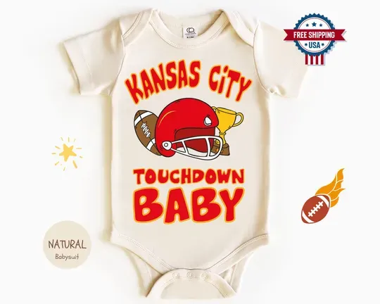 Discover Kansas City Football Touchdown Baby Bodysuit, Game Day Baby Tee, Football Baby Shower Gift, Touchdown Baby Gift