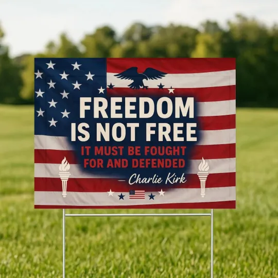 Discover Charlie Kirk Yard Sign_ Charlie Kirk Assasins, Freedom Sign With H-stake