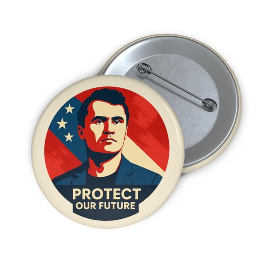 Charlie Kirk Pin Button, Conservative Merch, Patriot Pinback, Republican Gift, Political Statement Pin Badge