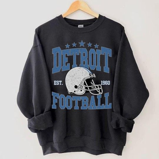 Discover Vintage Detroit Football Sweatshirt, Gift For Football Fan, Game Day Sweatshirt
