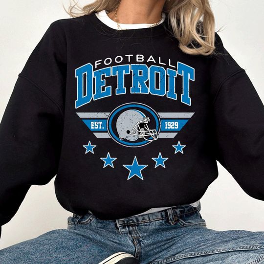 Discover Retro Detroit Football Sweatshirt, Gift For Football Fan, Game Day Sweatshirt