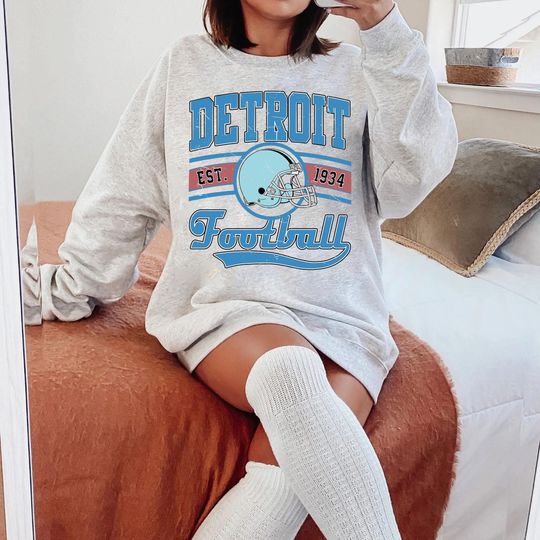 Discover Vintage Detroit Football Sweatshirt, Gift For Football Fan, Game Day Sweatshirt