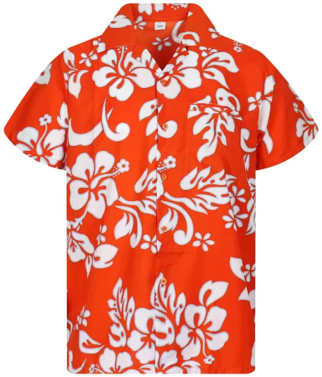 Discover Funky Hawaiian Shirt Hibiscus Orange