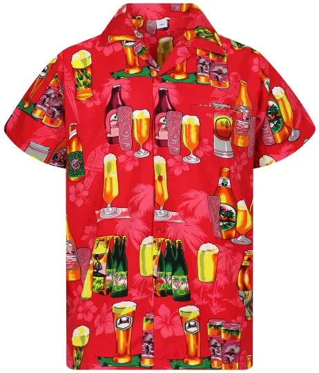 Discover Funky Hawaiian Shirt Beer Bottle Red