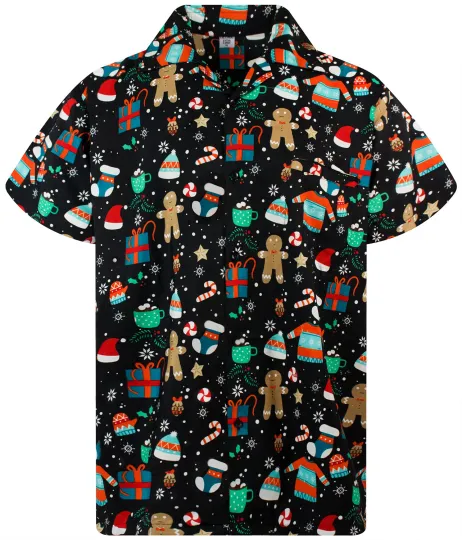 Discover Funky Hawaiian Shirt Christmas Gingerbread Black