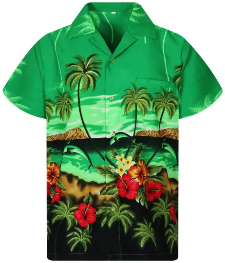 Discover Funky Hawaiian Shirt Dolphin Green