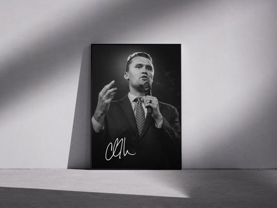 Discover Rest In Peace Charlie Kirk Digital Poster with Signature | Justice Charlie Kirk Memorial Wall Art | Thank You Charlie Printable Print