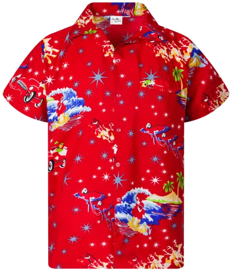 Discover Funky Hawaiian Santa Shirt Red